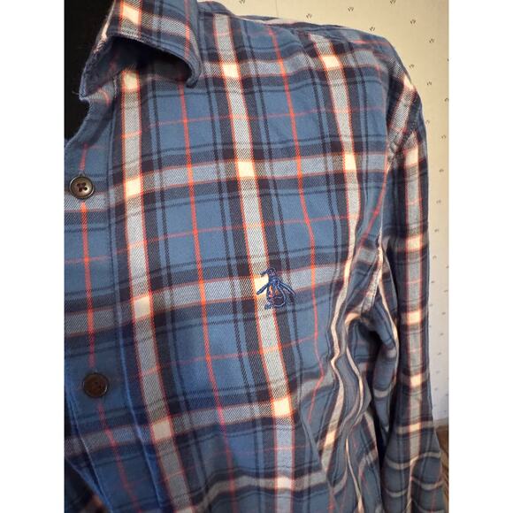 PENGUIN Blue Plaid Button Down Shirt Size Small - Picture 3 of 5